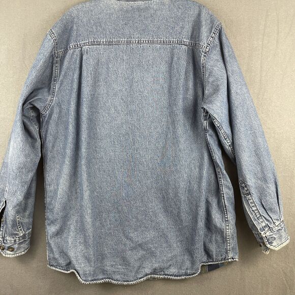 Club Room Men’s L Shacket Denim Plaid Fleece Lined Relaxed Fit - Picture 4 of 4